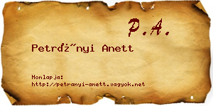 Petrányi Anett névjegykártya